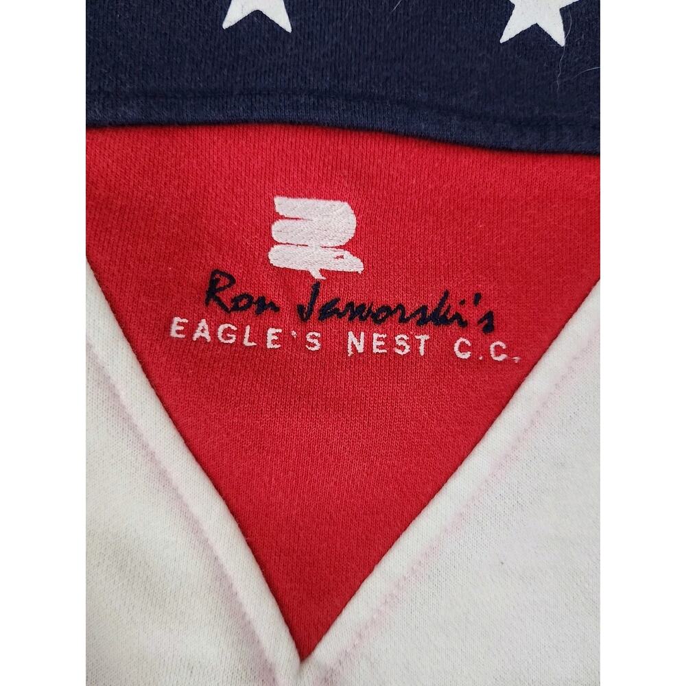 Ron Jaworski Eagles Nest Vintage American Flag Patriotic Crewneck USA 80s sz 2XL - Picture 3 of 7